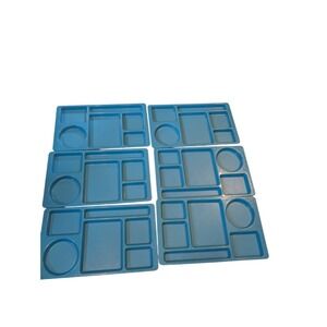 Cambro Plastic Trays‎ 915CW Blue Rectangle Stackable Lunchroom USA Lot Of 6